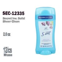 2.6oz. Secret Deo Stick Sheer Clean Antiperspirant 12/cs