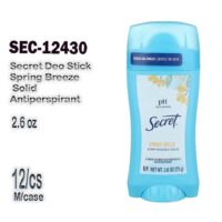 2.6oz. Secret Deo Stick Spring Breeze Solid..Antiperspirant 12/cs