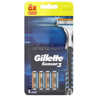 8Ct. Gillette Sensor3 Razor Refill Cartridges 18/cs