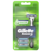 Gillette Sensor3 razor 1 + 6 refill Sensitive, 10/cs